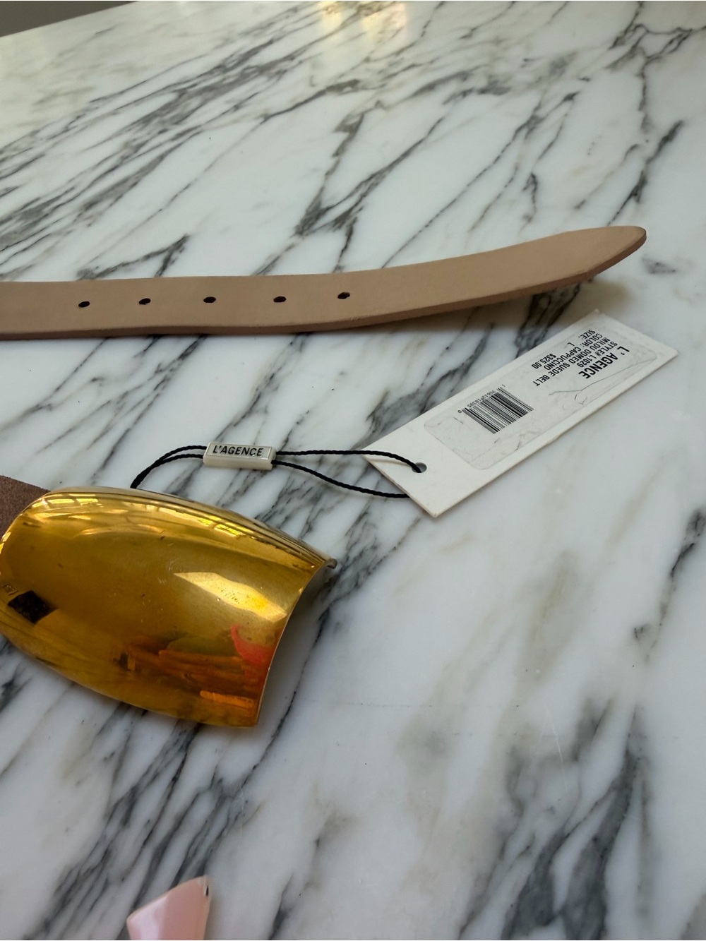 NWT LAGENCE suede Belt with Gold Buckle - Nude - Picture 4 of 7